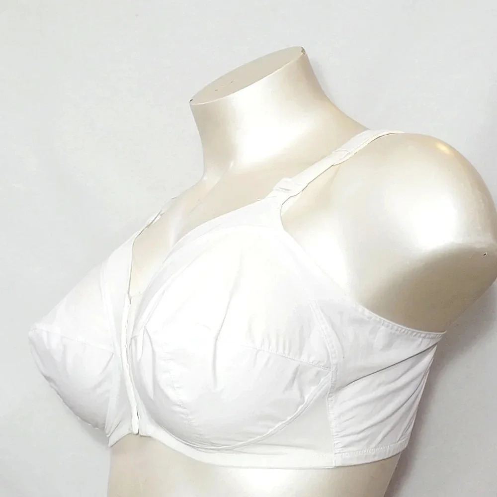 48D‎ Exquisite Form 530 Front Close Wire Free Pointy Bullet Bra White NWOT
